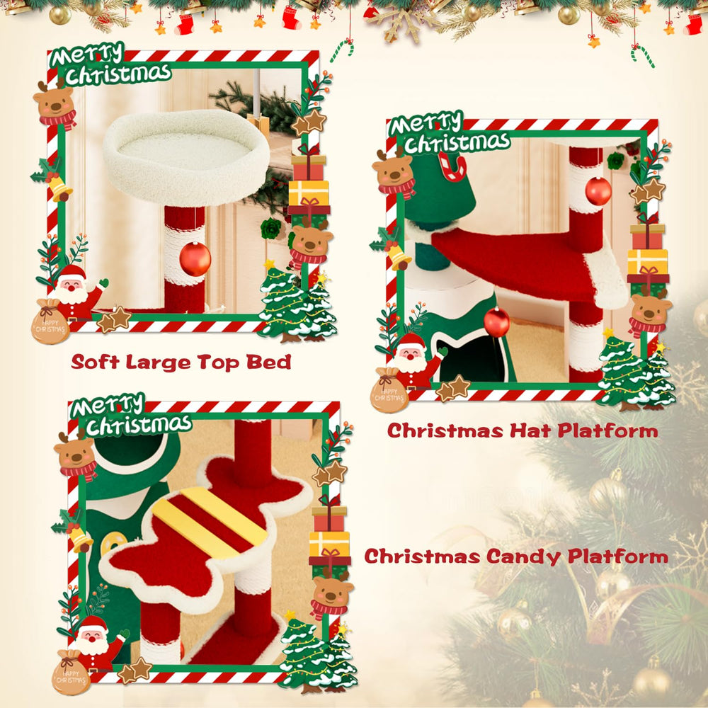 YARUOMY Christmas Cat Tree LED lights create warm holiday ambiance