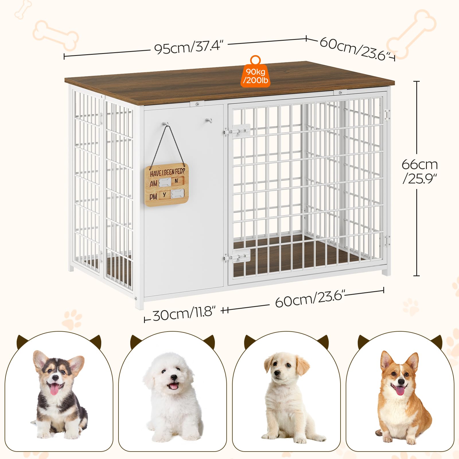 YATINEY dog crate furniture white-walnut finish complements farmhouse decor.