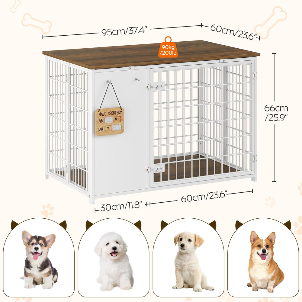 YATINEY dog crate furniture white-walnut finish complements farmhouse decor.