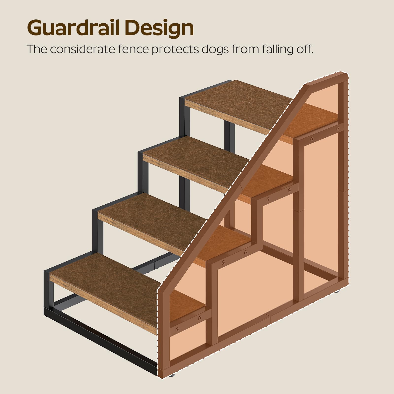 YATINEY dog stairs sturdy frame built with particleboard and metal support