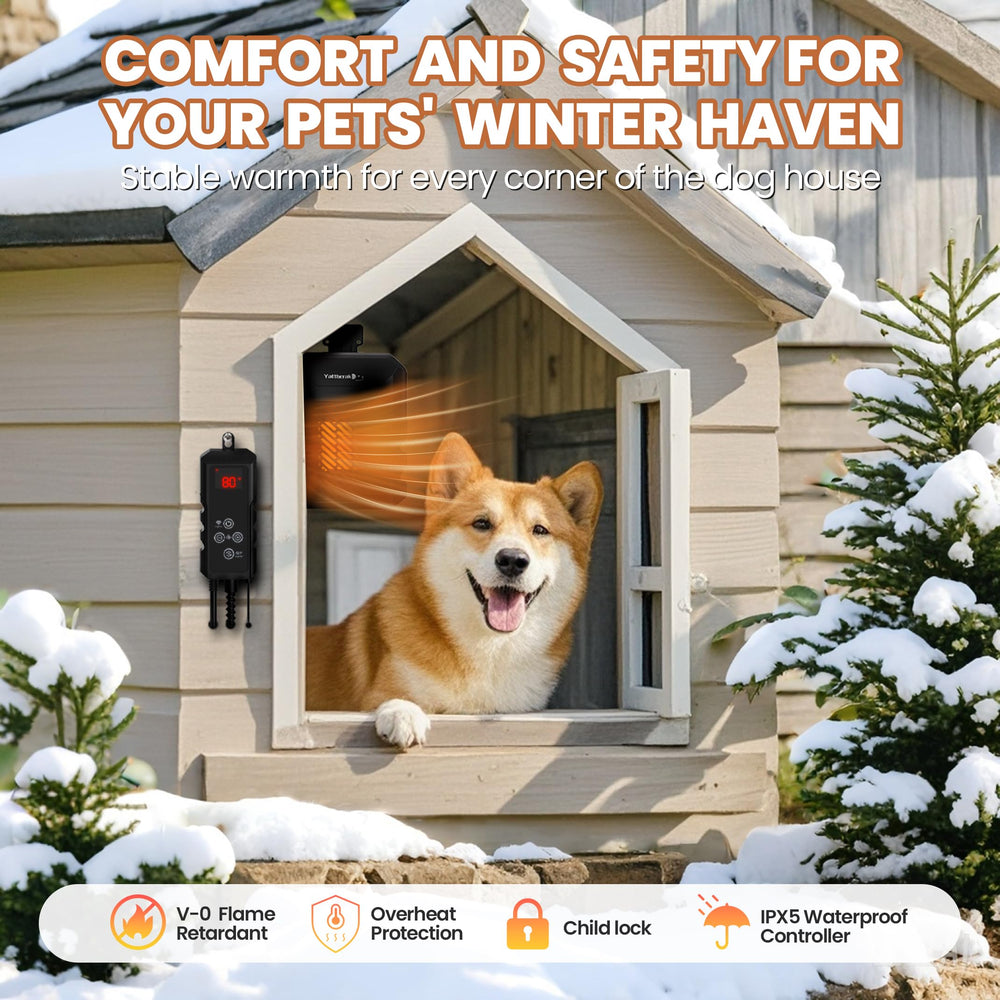 Yattberak dog house heater-compact-design illustrates small footprint