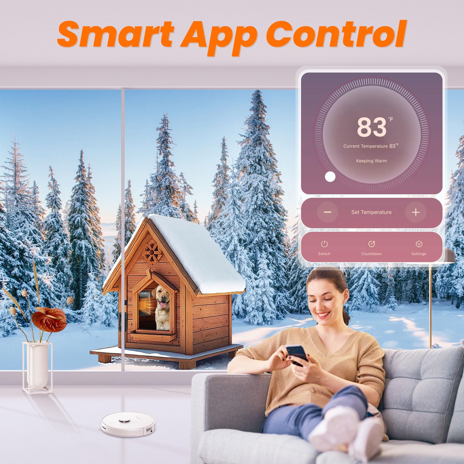Yattberak dog house heater-fast-heat highlights quick 500W warming