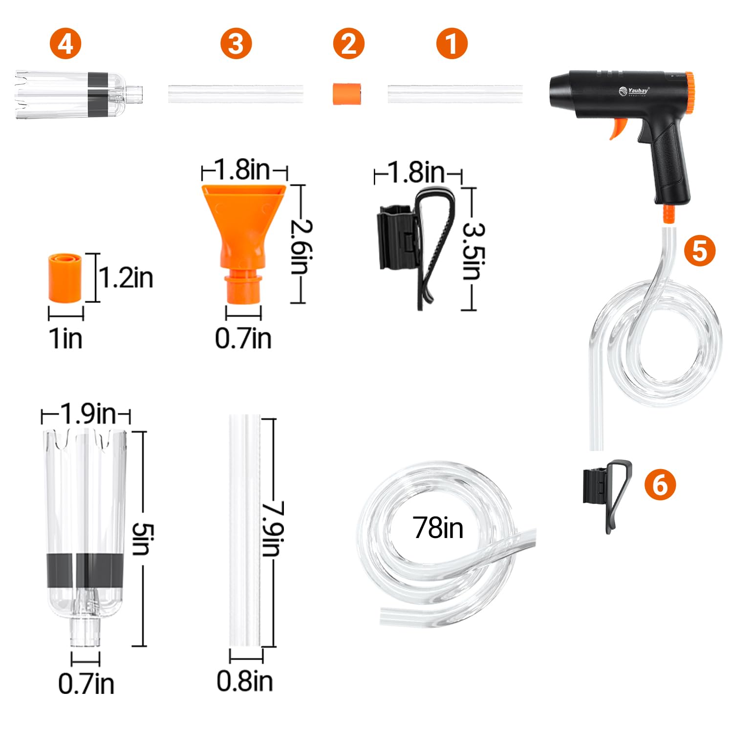 Yaubay 132GPH 360-degree suction head cleans corners