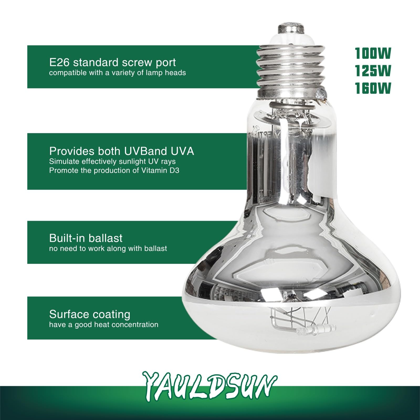 YauldSun 100W UVB UVA bulb in fixture demonstrating easy installation