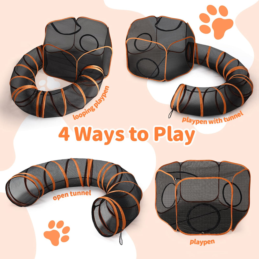 YAVAYI cat playpen storage bag keeps the portable setup organized for trips.