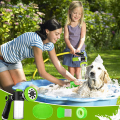 YCCOKJJ dog-shower-attachment with soap-dispenser enabling foamy baths.