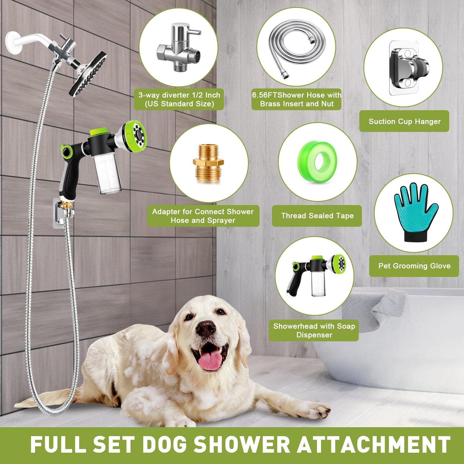 YCCOKJJ dog wash hose soap dispenser mode enables soap assisted baths.