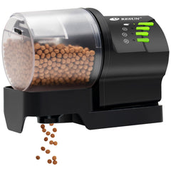 Ycozy automatic fish feeder front view with timer controls for precise feeding