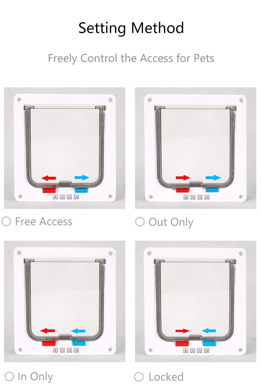 Ycozy XL cat door four-way lock switches enable flexible access control.