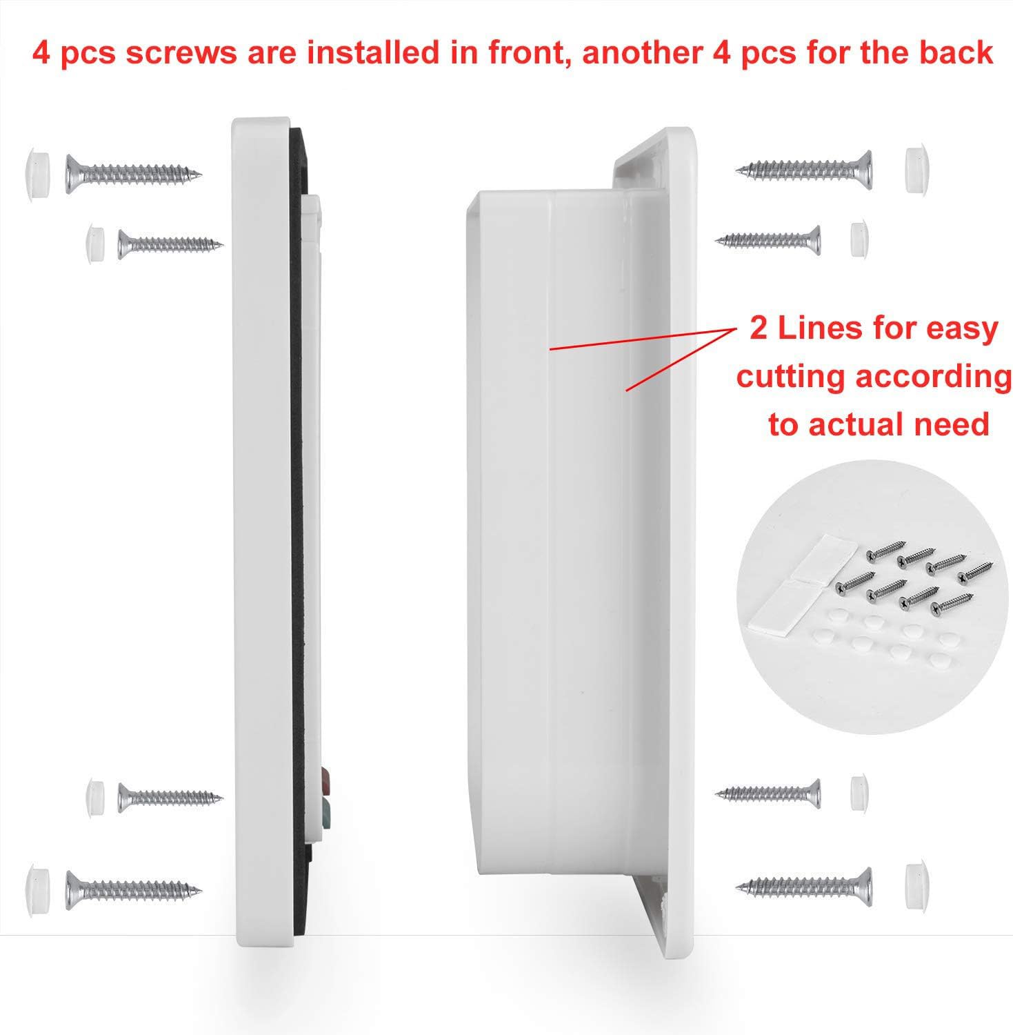 Ycozy XL cat door installation kit includes screws for adjustable depth installation.