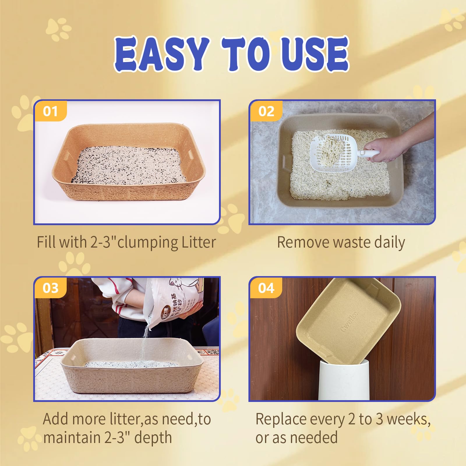 YCSKJK disposable cat litter box in-use demonstrates clean containment