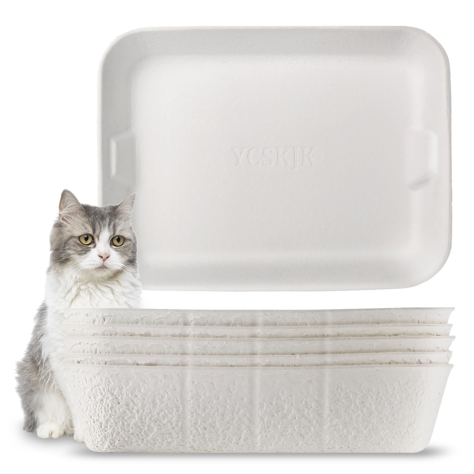 YCSKJK disposable cat litter box front view shows sturdy construction