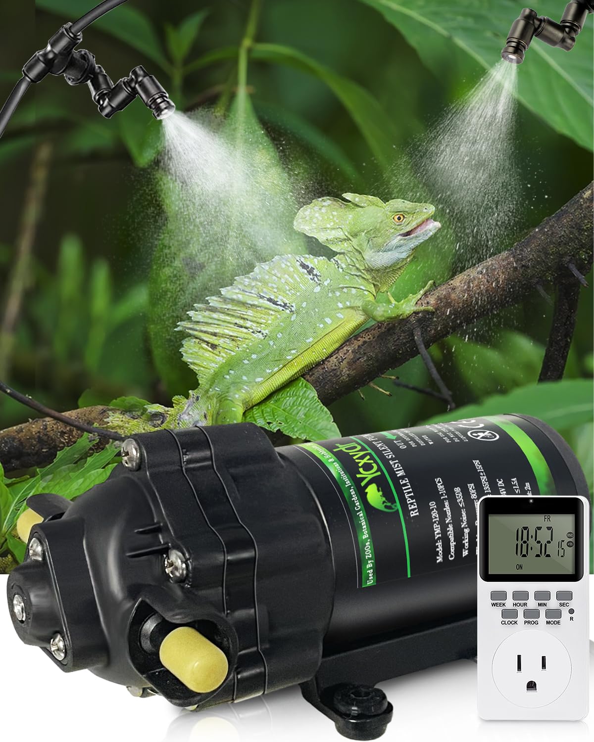 Ycxydr reptile mister system closeup shows precise timer for scheduled misting