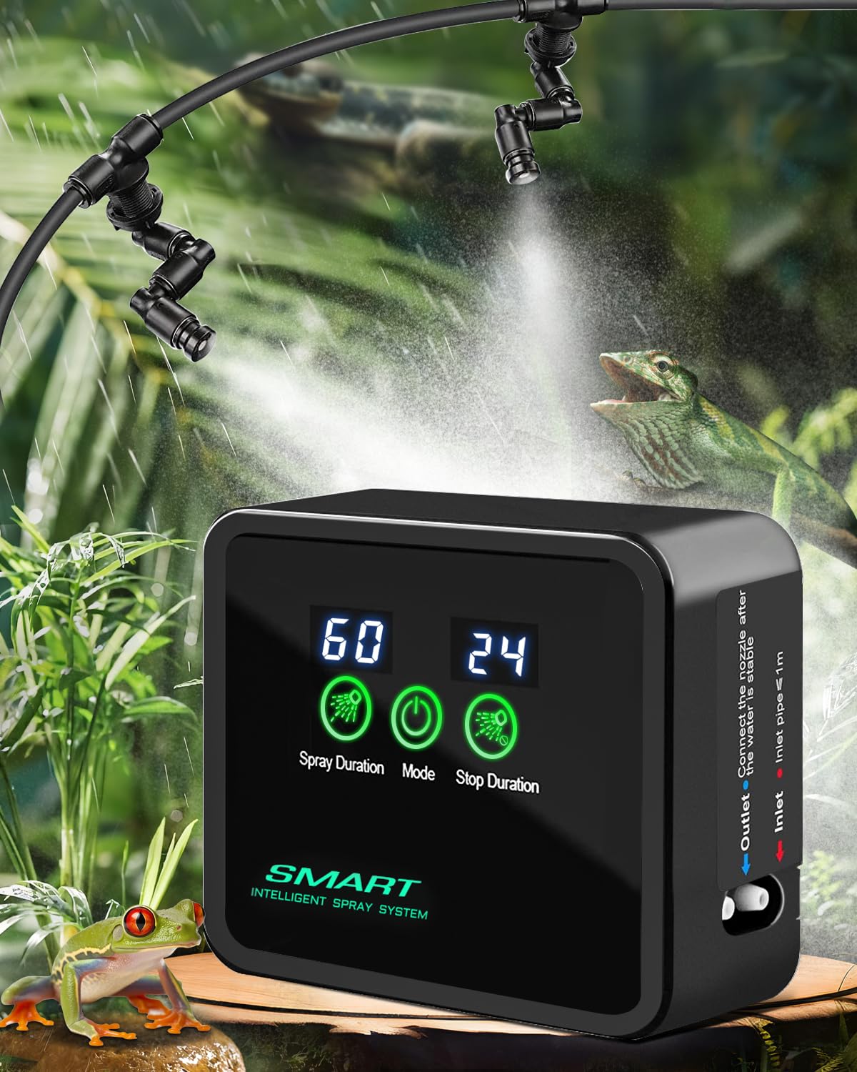 Ycxydr reptile misting system 360 nozzles provide omnidirectional humidity