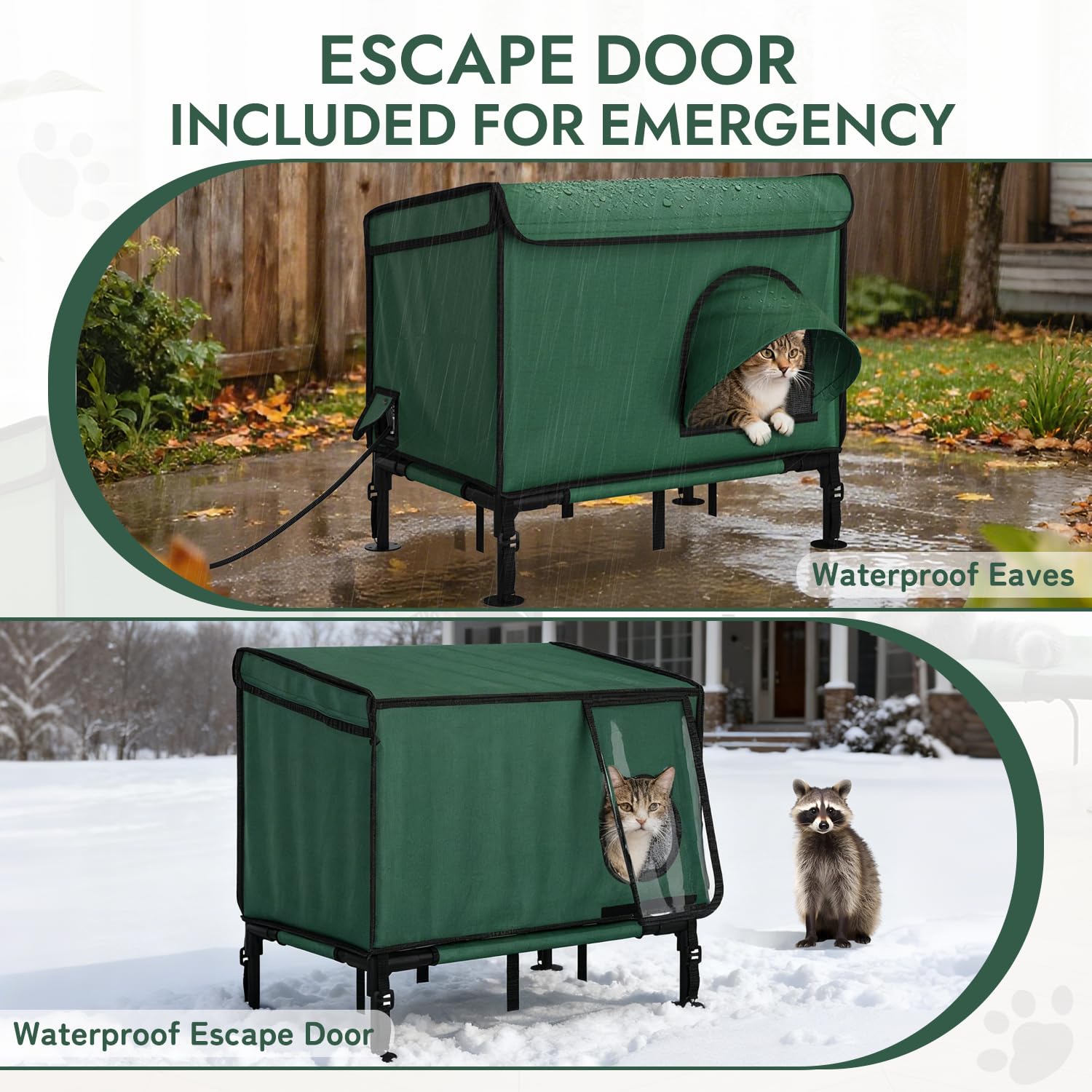 YDTOP heated cat house escape door offers quick escape and keeps cold air out
