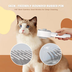 Yeahgo Cat Steam Brush bristles angled to lift loose fur during detangling