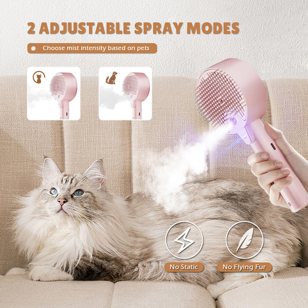 YEAHGO Cat Steam Brush, cerdas de 140° para penetrar subpelaje y pelos sueltos