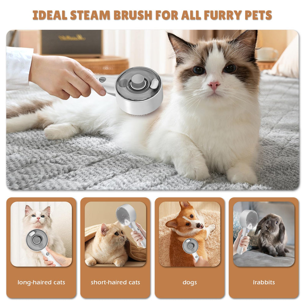 Yeahgo Cat Steam Brush clean design enabling gentle grooming for indoor cats
