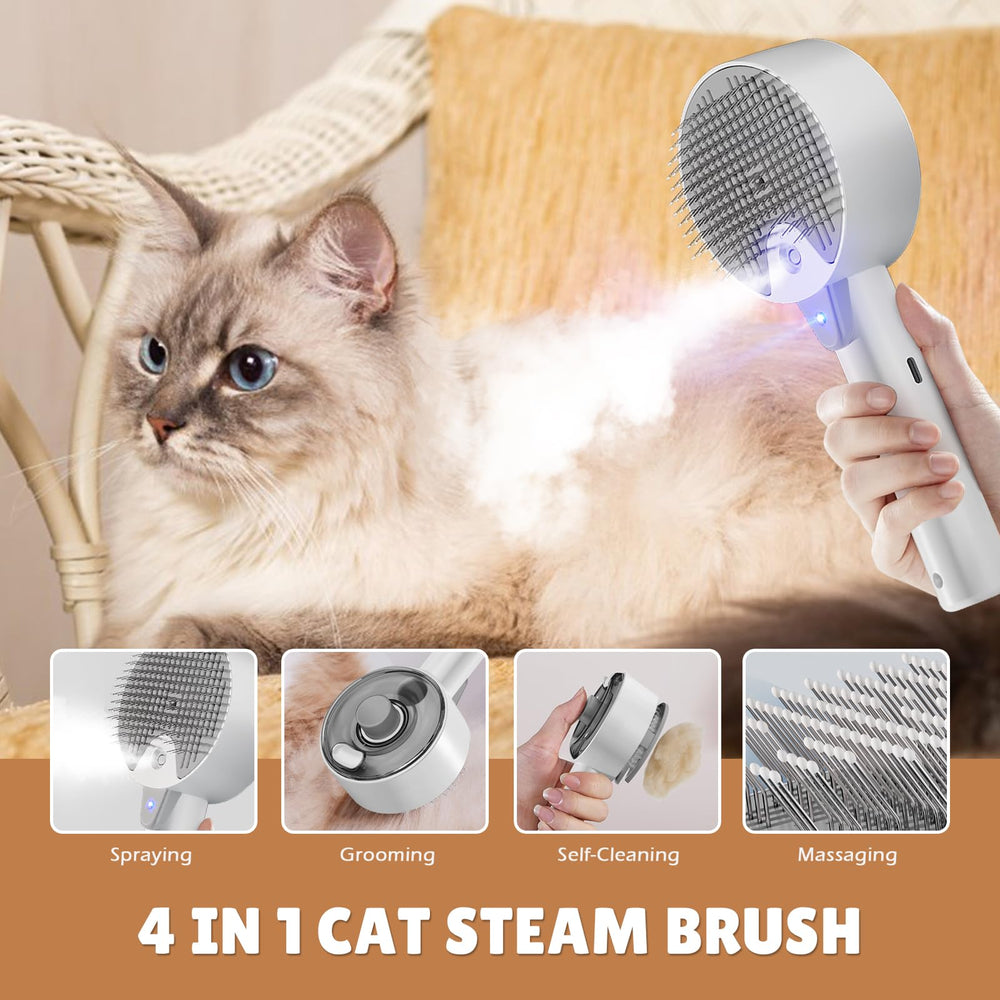 Yeahgo Cat Steam Brush side view held in hand for quick sessions