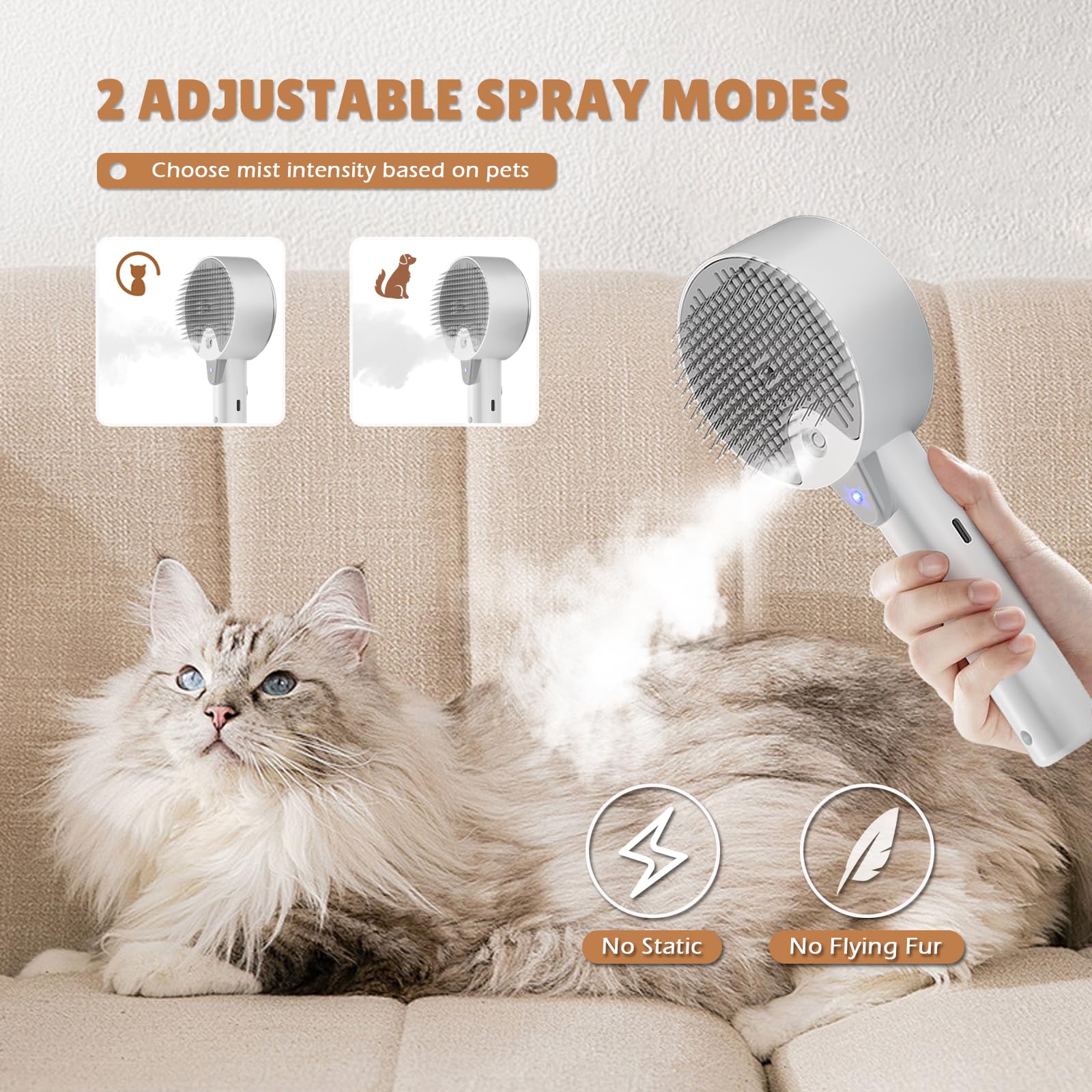 Yeahgo Cat Steam Brush transparent water tank reveals water level during use