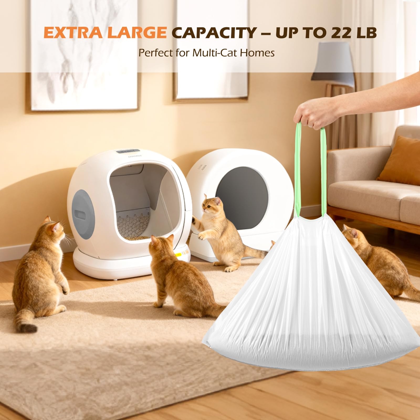 YEAHGO multi-cat hygiene liners help keep litter areas fresh and clean.