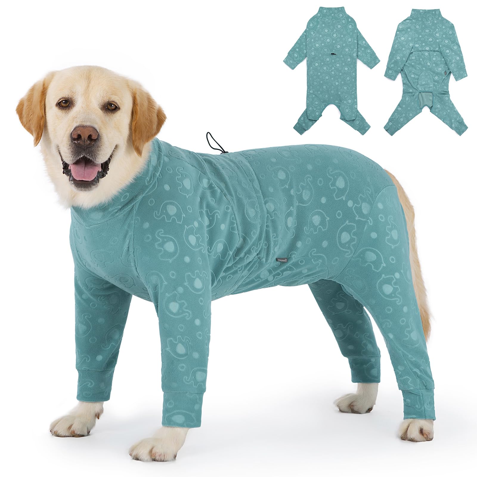 Yeapeeto dog coat embossed pattern in green for stylish warmth.