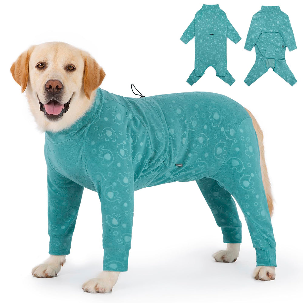 Yeapeeto dog coat embossed pattern in green for stylish warmth.