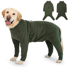 Yeapeeto dog coats dark-green full-body pullover keeps dogs warm and comfy indoors.