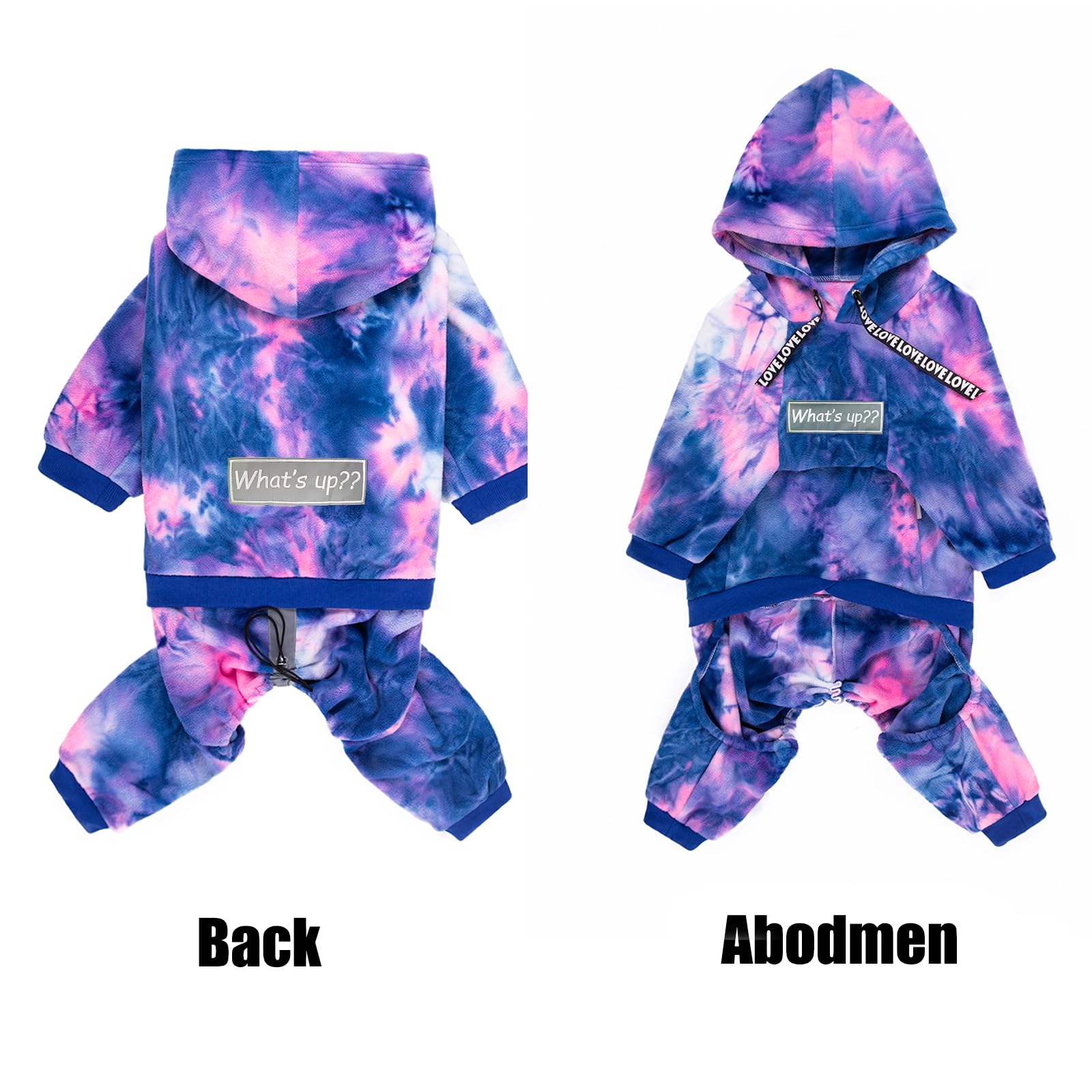 Yeapeeto Bandhnu Pink dog hoodie back view showing full-body coverage in chilly weather.