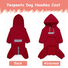 Yeapeeto dog hoodie red XL back view showing full body warmth and coverage