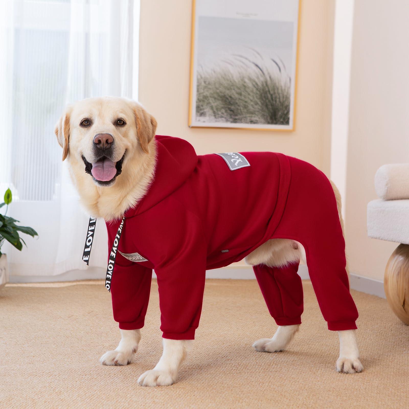 Yeapeeto dog hoodie red XL close up fleece texture for snug comfort
