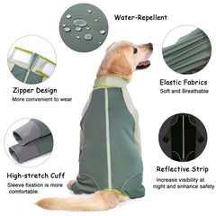 Yeapeeto Dog Onesie Coat demonstrates shedding control by containing loose hair on furniture.