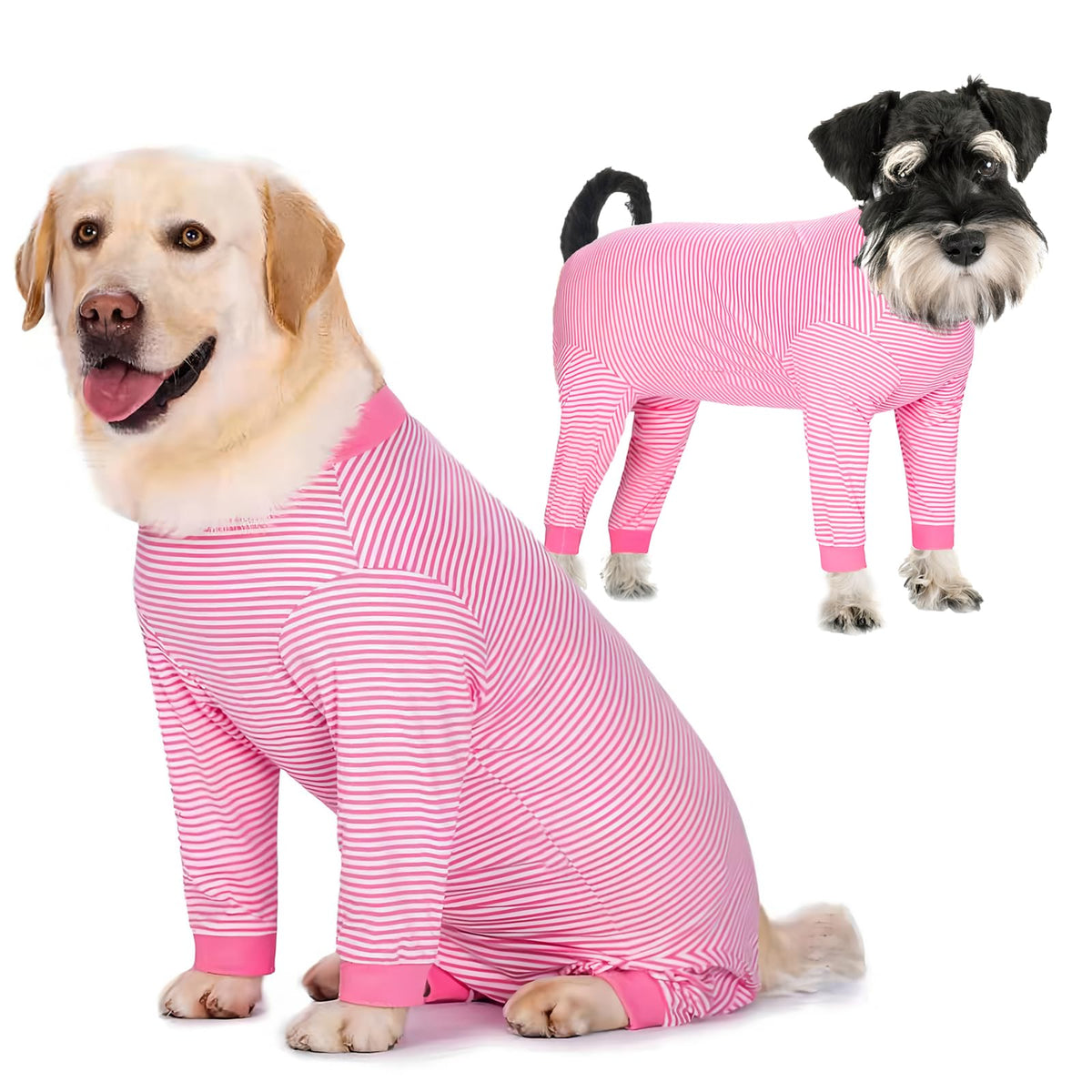 Yeapeeto dog onesie XL pink front view showing full coverage to deter licking