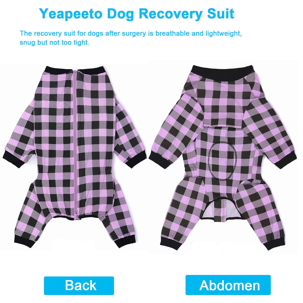 Yeapeeto dog recovery suit side view shows full-coverage fit