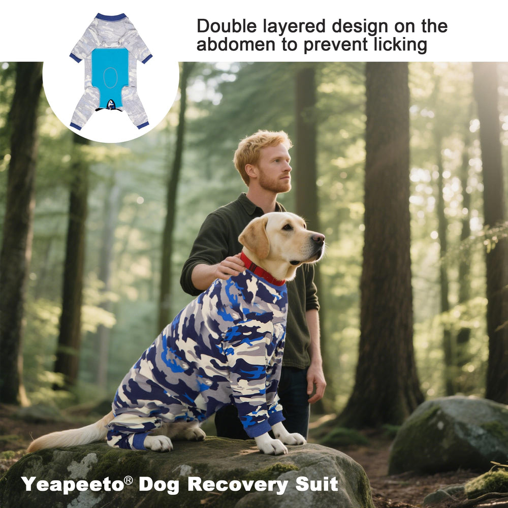 Yeapeeto dog recovery suit size chart helps choose XL to 7XL for proper fit.