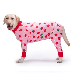 Yeapeeto dog recovery suit strawberry 4XL front view supports post-surgery healing
