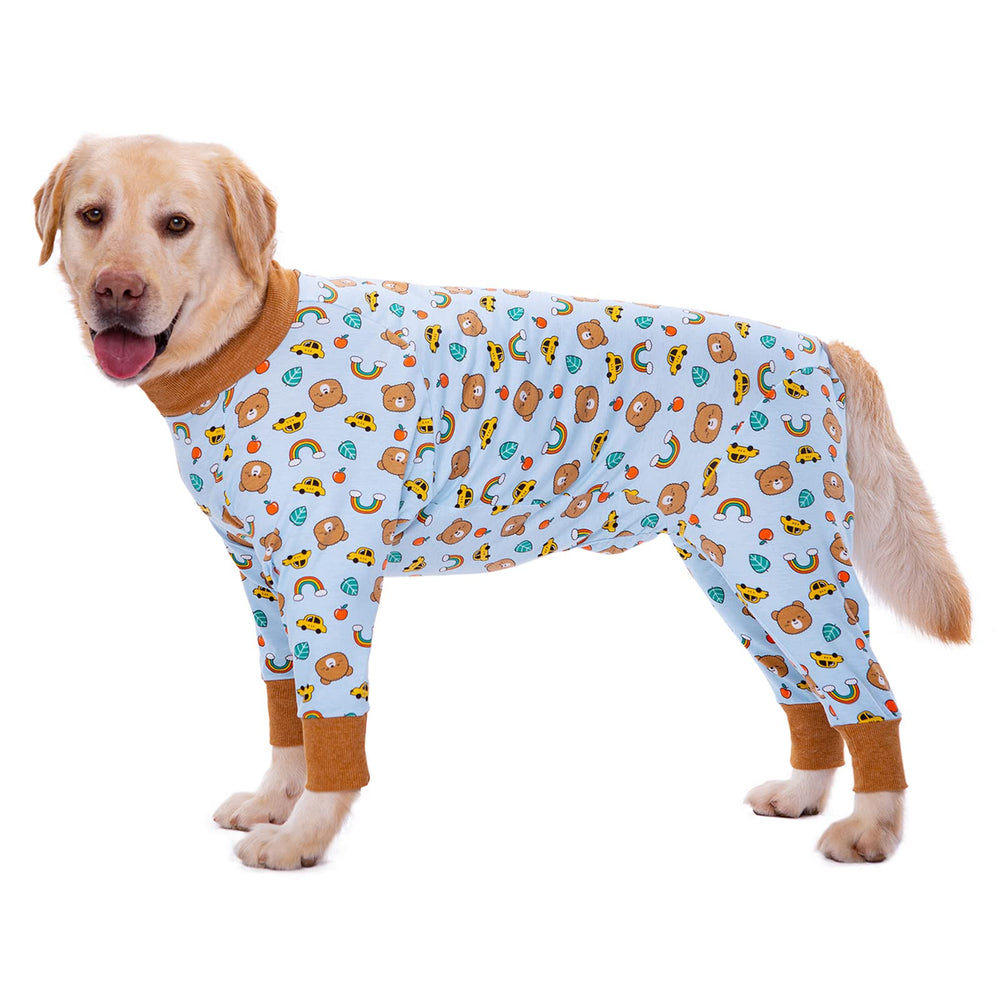 Yeapeeto dog recovery suit wear shows comfortable post-surgery fit and unrestricted movement.