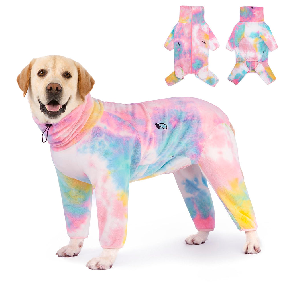 Yeapeeto dog winter coat front view in pink and blue for warm winter walks