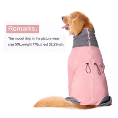 Yeapeeto Pink XL dog winter coat side view enables free movement during play.