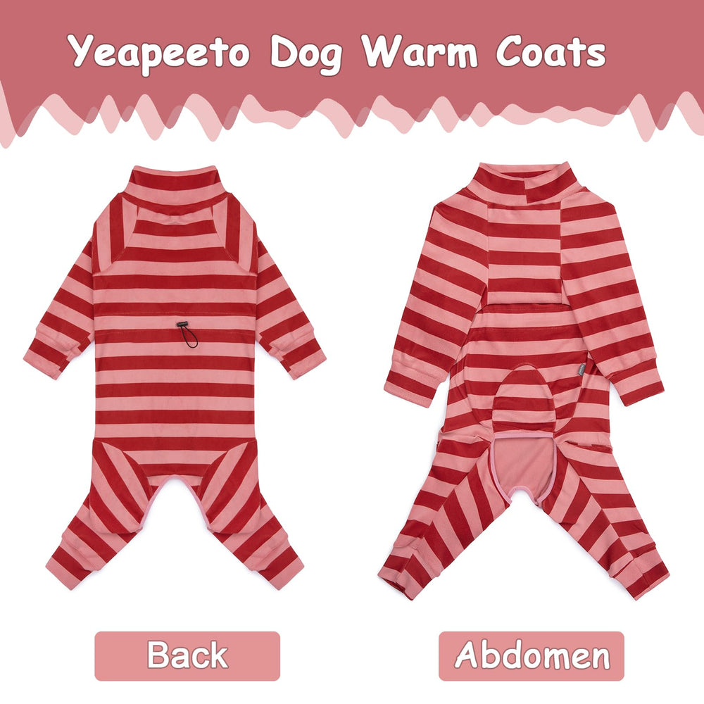 Yeapeeto four-leg winter jumpsuit provides full body coverage for chilly days.