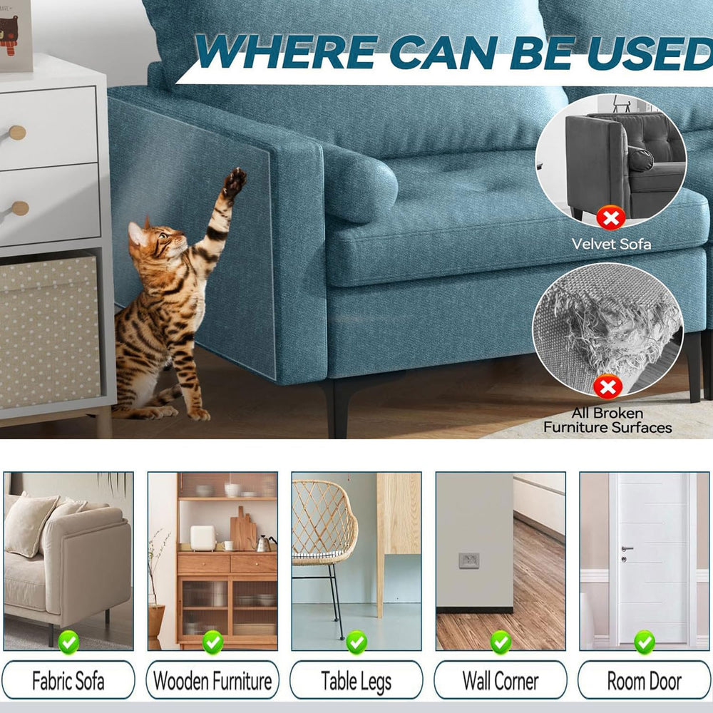Yeatem protects furniture across couches, chairs, tables, and doors with durable, transparent coverage