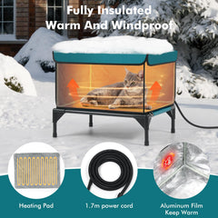 yeatruojeet heated cat house waterproof eaves demonstrates rain protection