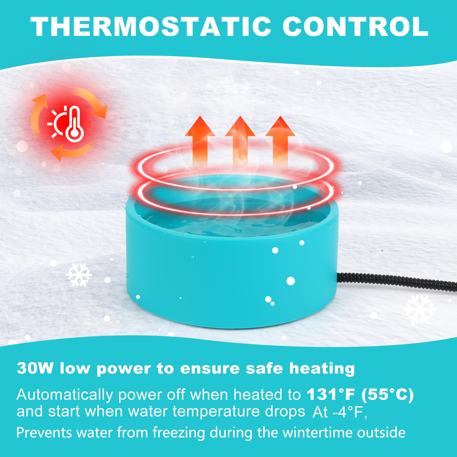 Yeatruojeet water bowl with winter-resistant design and durable cord