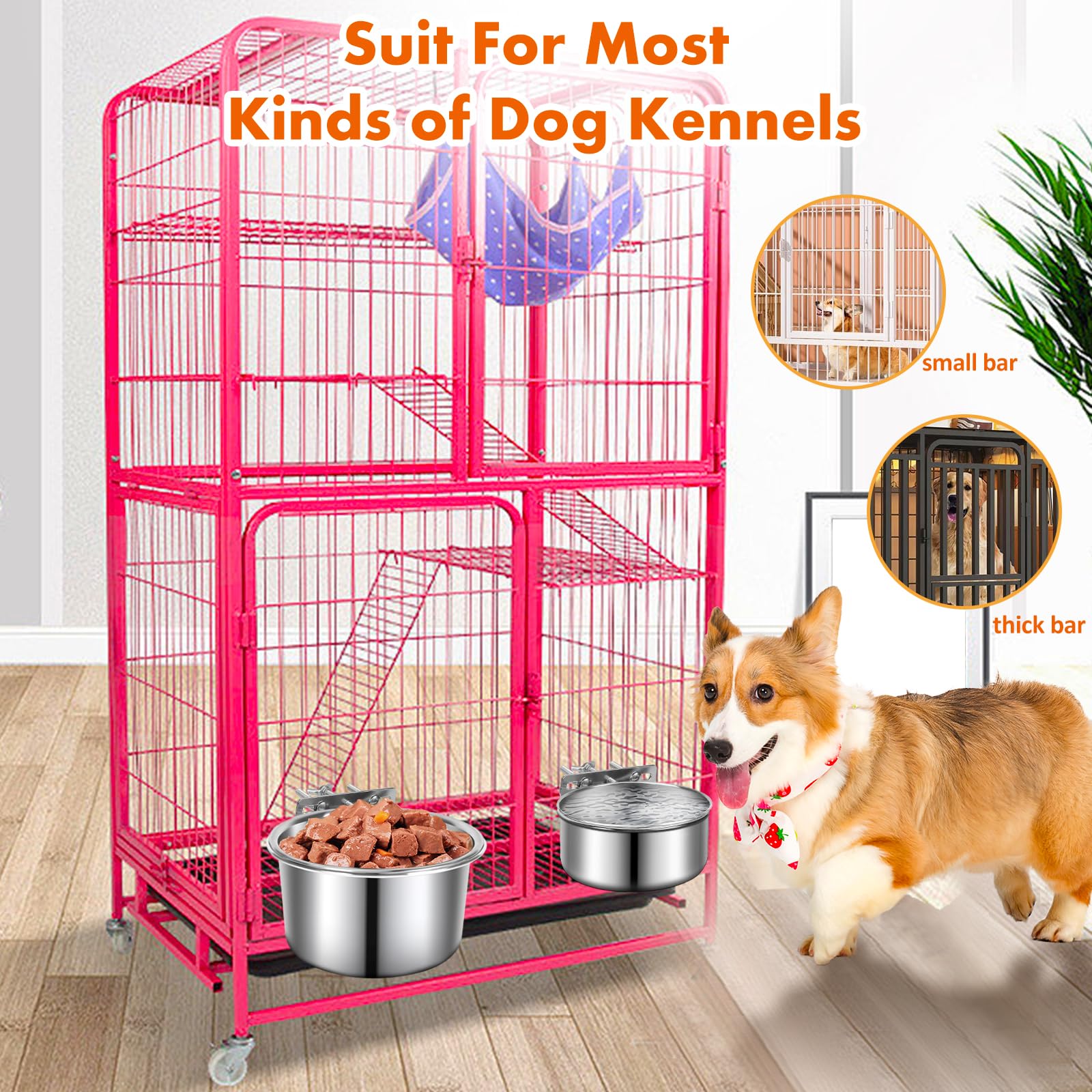 YECERCAN adjustable-height kennel bowl demonstrates customizable feeding height and comfort.