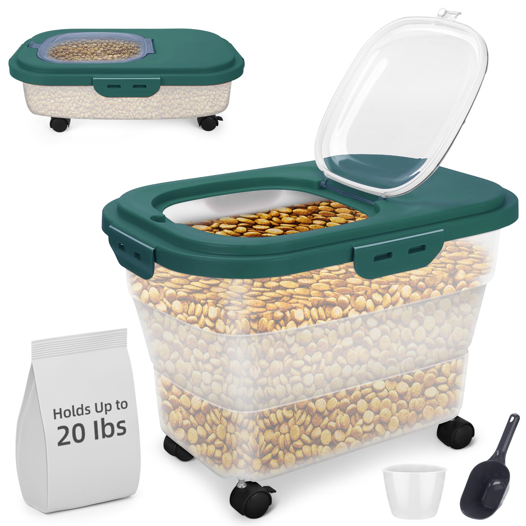 YECERCAN airtight dog food container folded size fits compact spaces for travel