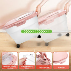YECERCAN Airtight Pet Food Container with castors for easy movement