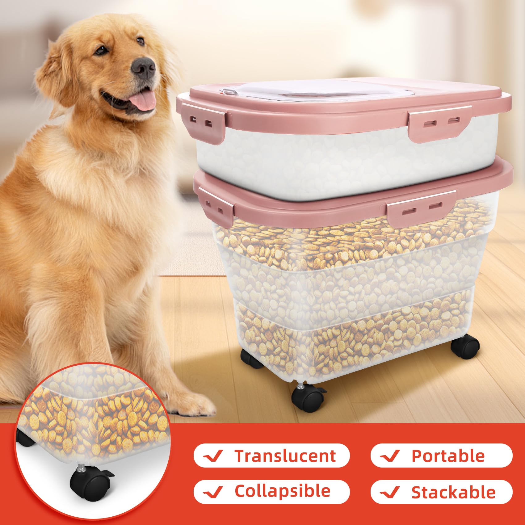 YECERCAN Airtight Pet Food Container collapsed size ideal for travel and small spaces