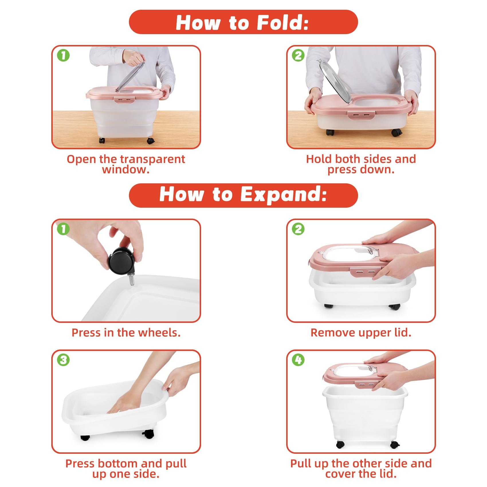 YECERCAN Airtight Pet Food Container translucent body shows kibble levels