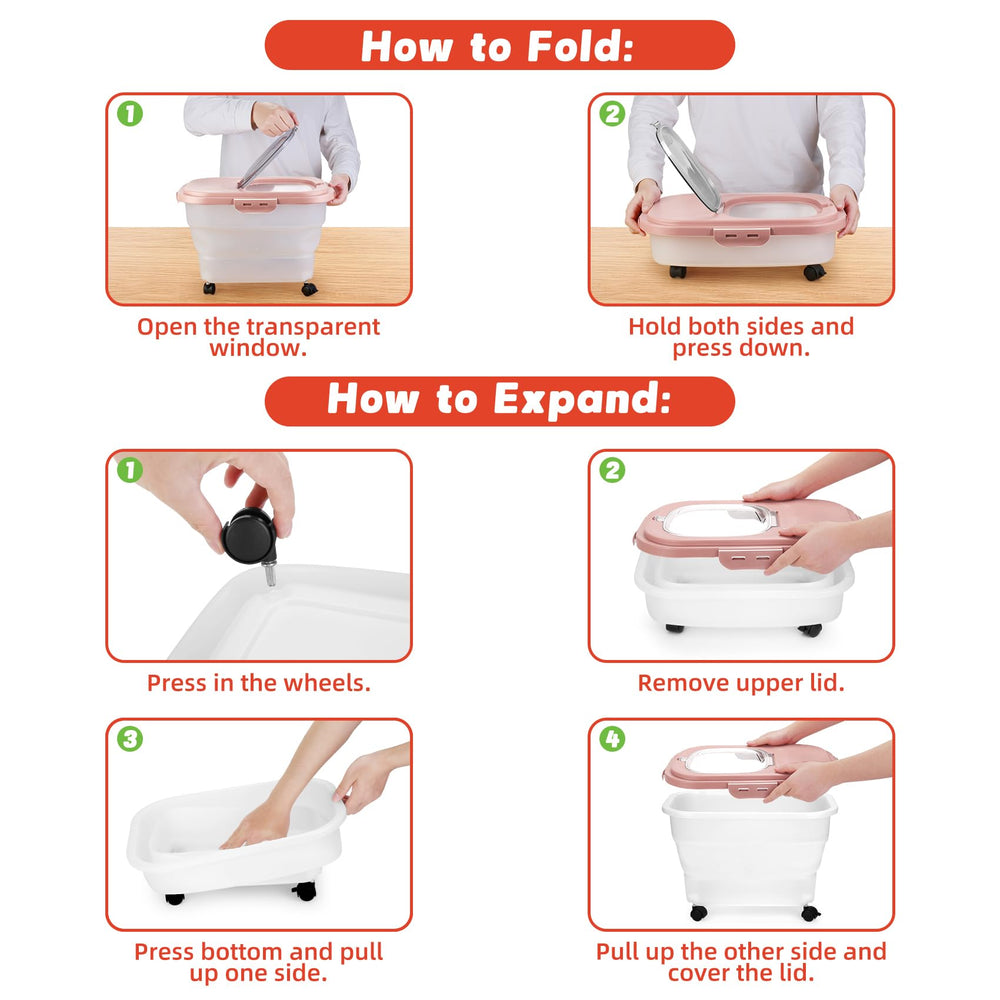YECERCAN Airtight Pet Food Container translucent body shows kibble levels