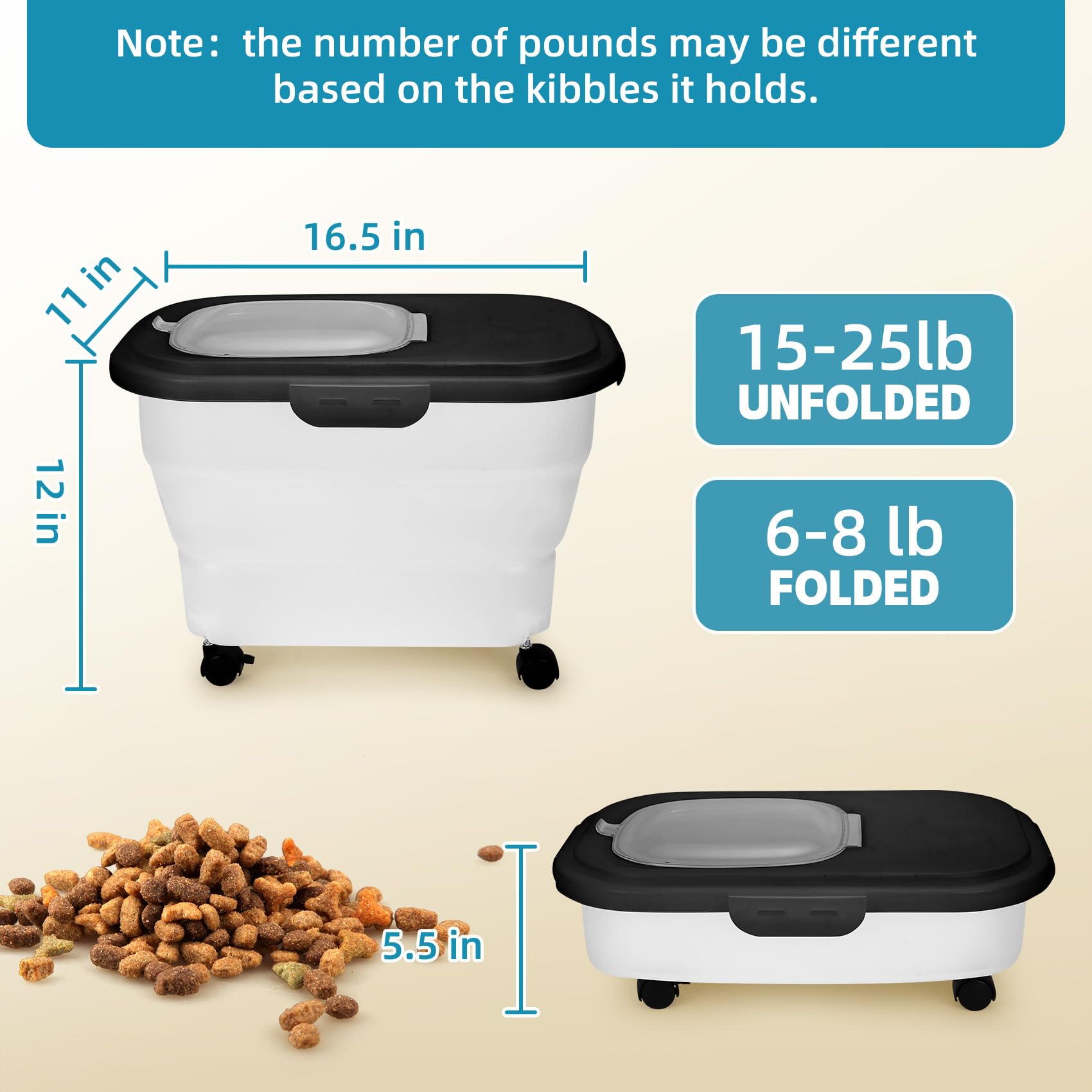 YECERCAN dog-food-container airtight lid preserves kibble freshness with four latches.